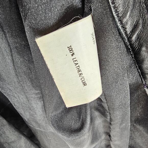 VTG Bagatelle 100% Leather Biker Moto Coat Large Goth Grunge Matrix Mob Wife - Picture 6 of 7